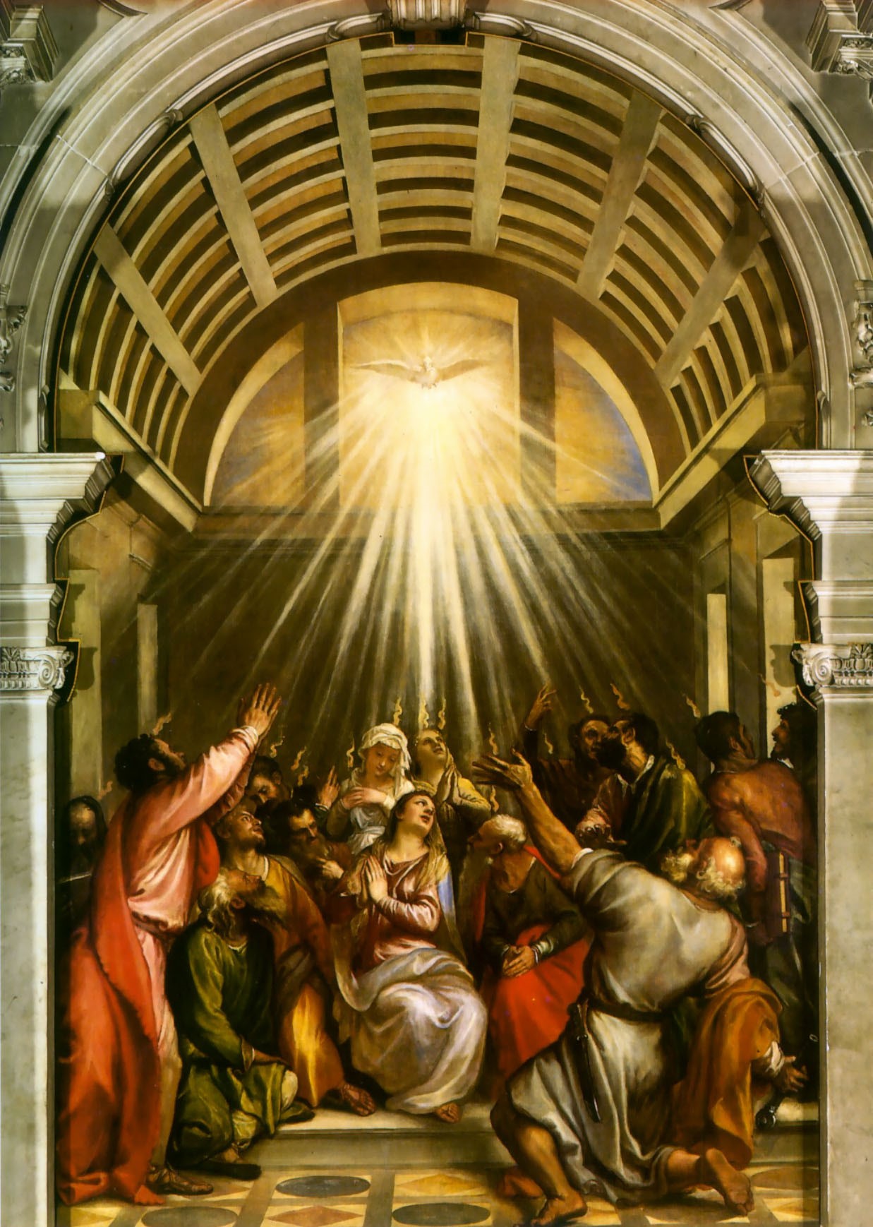 The Holy Spirit descending on the Apostles